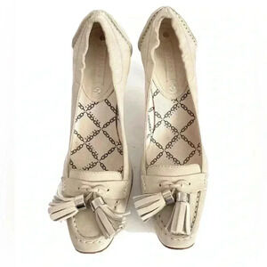 Celine beige with tassels pumps women   leather shoe